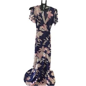 slim fit dress slacks Elodie Floral Embroidered Mesh Bodycon Dress Midi Navy – Girl In Mind main image 1